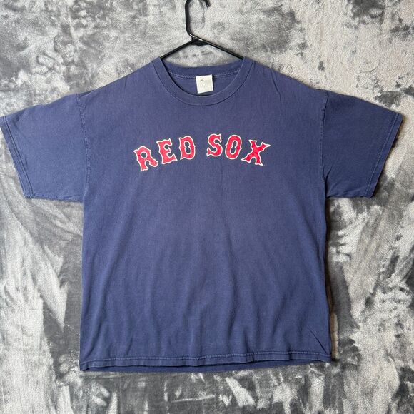 Vintage Y2K Red Sox Short Sleeve Navy Number 15 Pedroia Promo T-Shirt Large - Picture 1 of 7